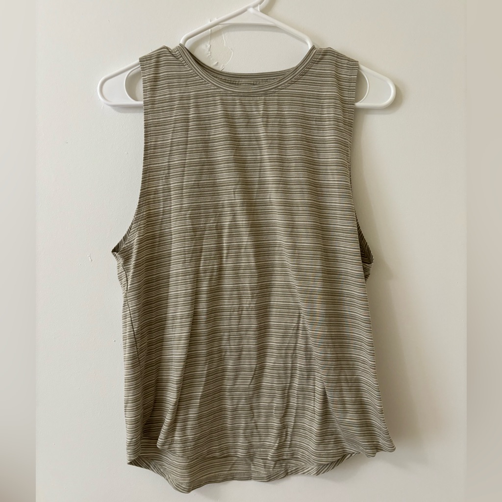 Athleta Cloughlight Green Striped Muscle Tank